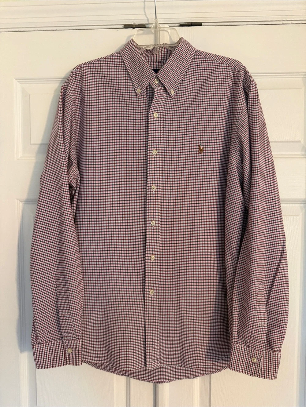 Polo by Ralph Lauren Red and Blue and White Micro-Check Button-Down Shirt